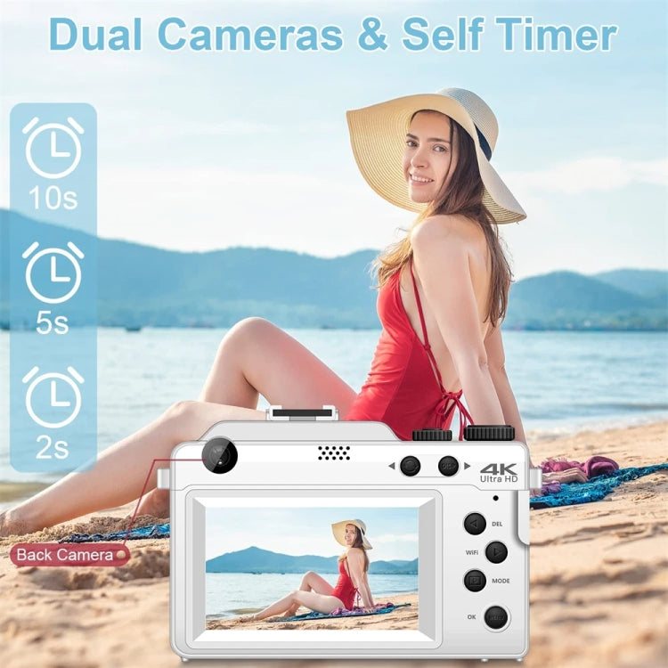 3-Inch Display Digital Camera Dual Front And Rear Cameras 48MP, 18x Digital Zoom 4K HD Camcorder(White) - Video Cameras by PMC Jewellery | Online Shopping South Africa | PMC Jewellery | Buy Now Pay Later Mobicred