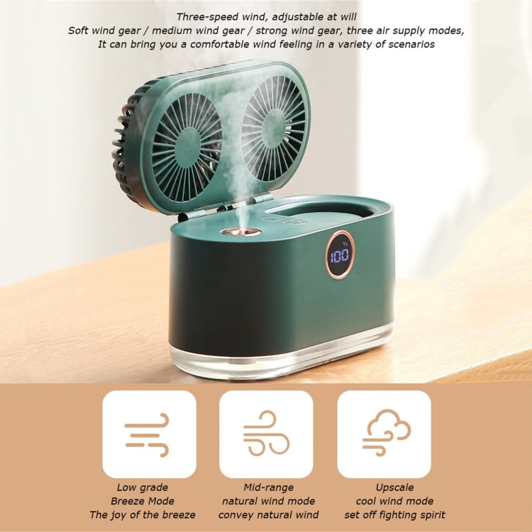 WT-818 Dual-leaf Spray Smart Digital Display Desktop Fan Night Light Humidification Cooler(White) - Electric Fans by PMC Jewellery | Online Shopping South Africa | PMC Jewellery | Buy Now Pay Later Mobicred