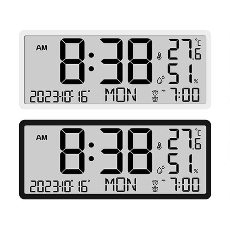 LCD Multifunctional Living Room Wall Clock Electronic Clock With Date/Temperature/Humidity Display(Black) - Wall Clock by PMc TechLife | Online Shopping South Africa | PMc TechLife | Buy Now Pay Later Mobicred