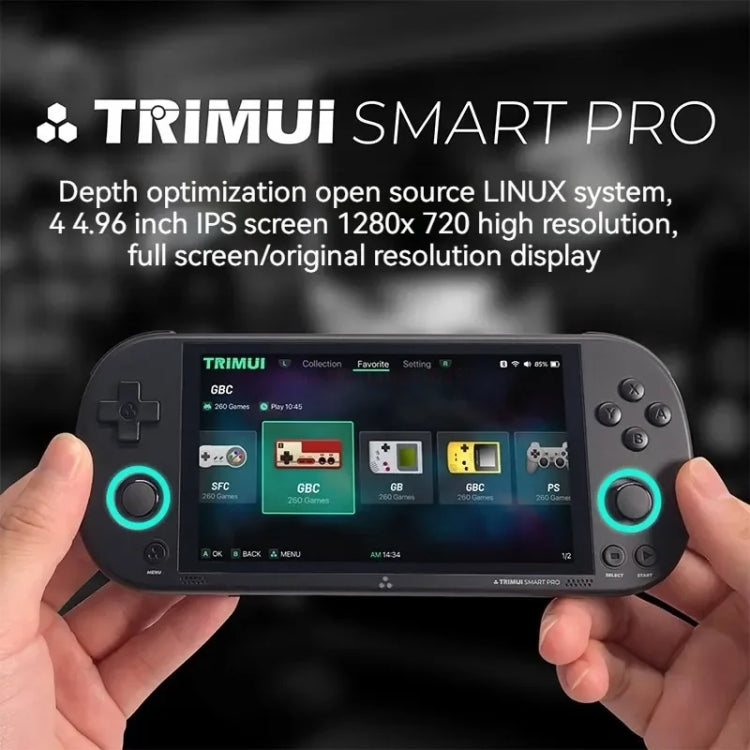 Trimui Smart Pro 4.96 Inch IPS Screen Handheld Game Console Open Source Linux System 256G(Black) - Pocket Console by Trimui | Online Shopping South Africa | PMC Jewellery | Buy Now Pay Later Mobicred