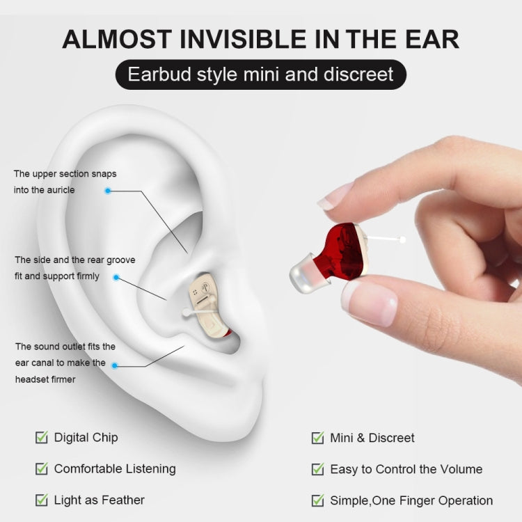 1pair  Invisible In-Ear Hearing Aid Sound Amplifier For The Elderly And Hearing Impaired(Skin) - free shipping - PMC Jewellery - Order now!