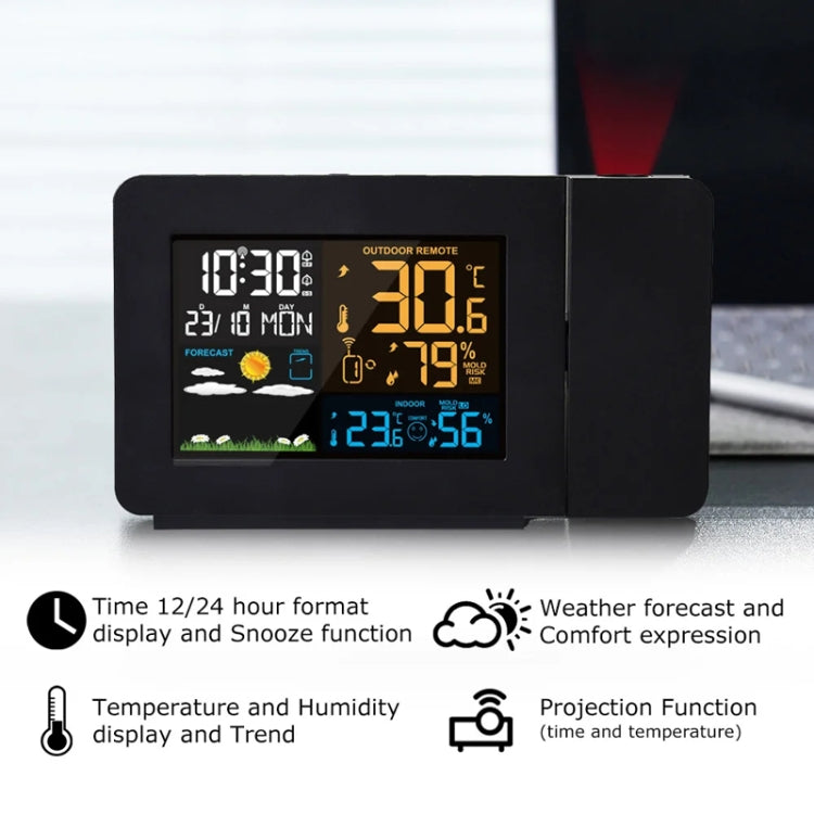 Household Color Screen Temperature And Humidity Meter Weather Forecast Projection Clock, Model: UK Plug - Novelty Clock by PMC TechLife | Online Shopping South Africa | PMC TechLife | Buy Now Pay Later Mobicred