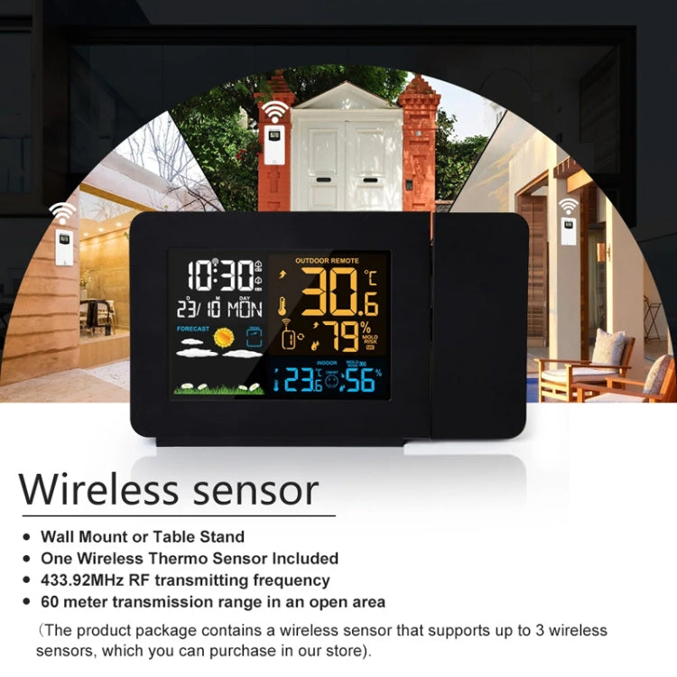 Household Color Screen Temperature And Humidity Meter Weather Forecast Projection Clock, Model: US Plug - Novelty Clock by PMC TechLife | Online Shopping South Africa | PMC TechLife | Buy Now Pay Later Mobicred