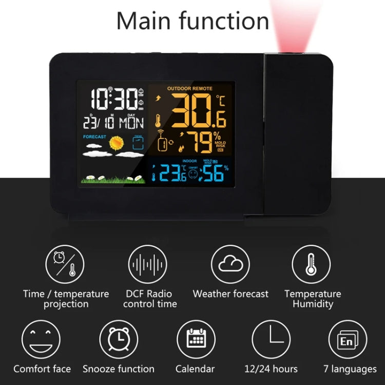 Household Color Screen Temperature And Humidity Meter Weather Forecast Projection Clock, Model: EU Plug - Novelty Clock by PMC TechLife | Online Shopping South Africa | PMC TechLife | Buy Now Pay Later Mobicred