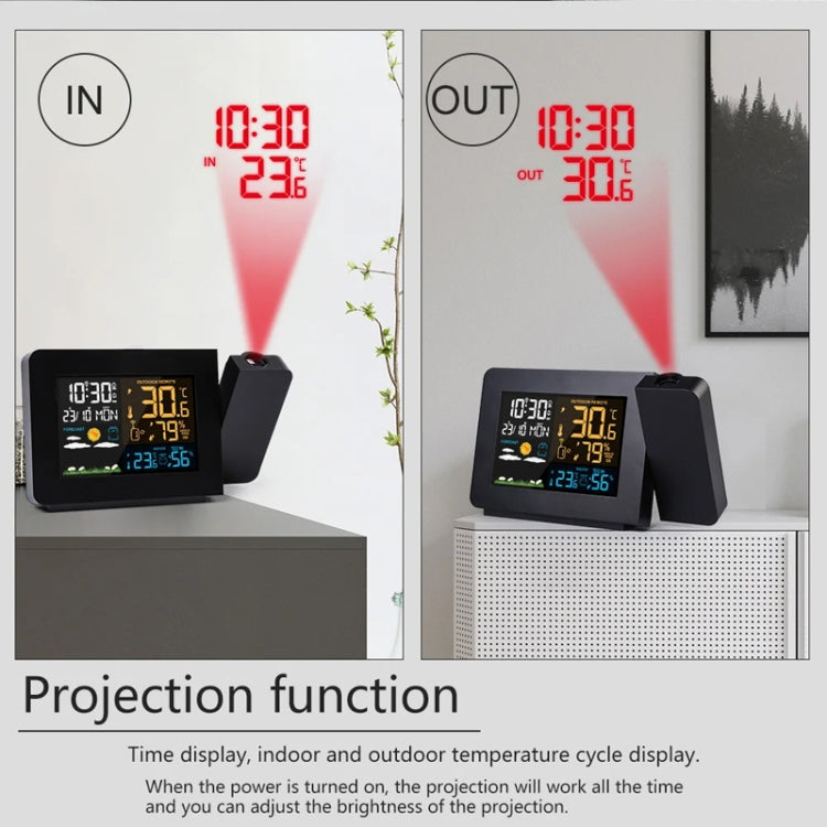 Household Color Screen Temperature And Humidity Meter Weather Forecast Projection Clock, Model: US Plug - Novelty Clock by PMC TechLife | Online Shopping South Africa | PMC TechLife | Buy Now Pay Later Mobicred