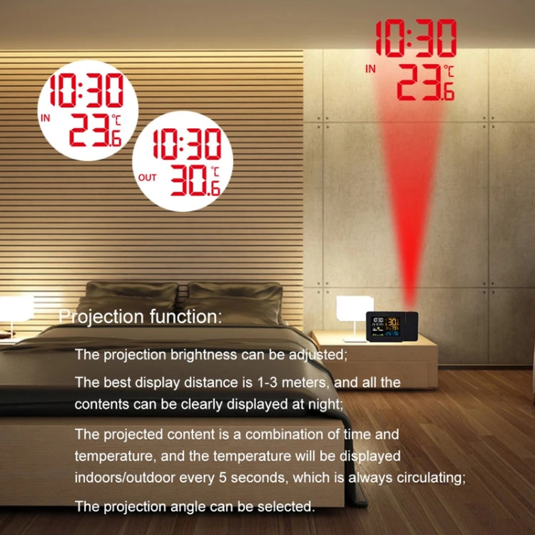 Household Color Screen Temperature And Humidity Meter Weather Forecast Projection Clock, Model: US Plug - Novelty Clock by PMC TechLife | Online Shopping South Africa | PMC TechLife | Buy Now Pay Later Mobicred