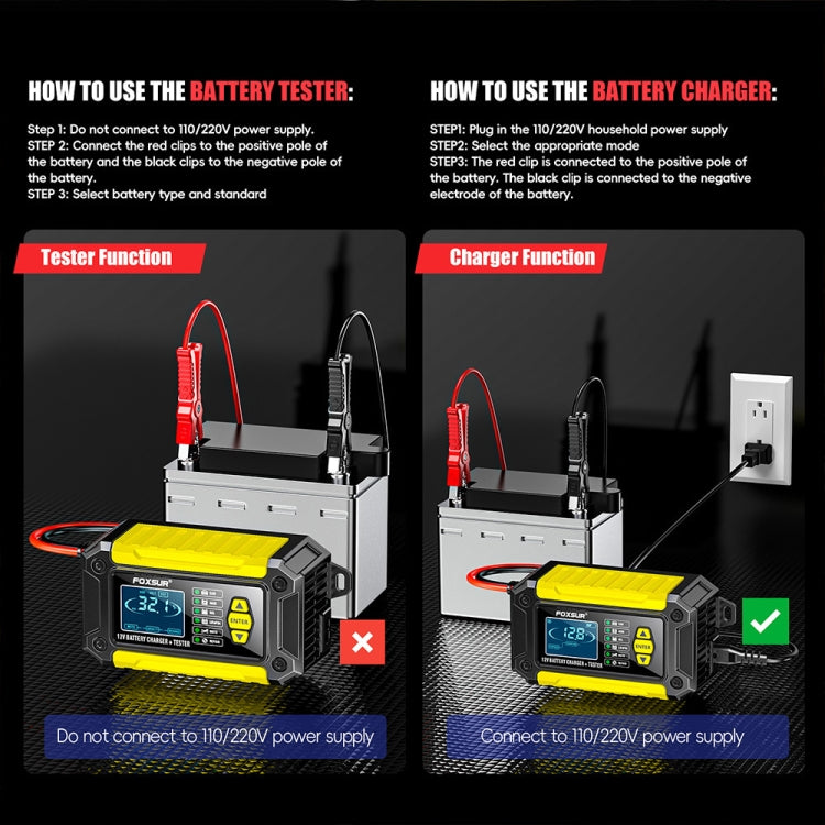 FOXSUR Cars Motorcycles 12V Lithium Cattery Charger With Battery Detection(UK Plug) - free shipping - PMC TechLife - Order now!