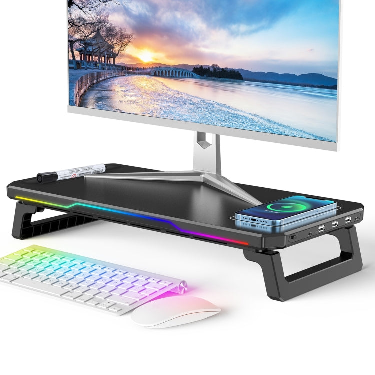 RGB Computer Monitor Stand Riser 3 USB 2.0 +1 Type-C Ports, Spec: Basic Black - Laptop Stand by PMC Jewellery | Online Shopping South Africa | PMC Jewellery | Buy Now Pay Later Mobicred