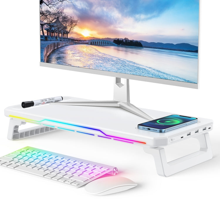 RGB Computer Monitor Stand Riser 3 USB 2.0 +1 Type-C Ports, Spec: Basic White - free shipping - PMC Jewellery - Order now!