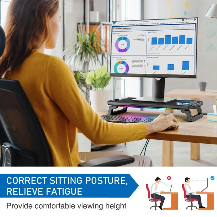 RGB Computer Monitor Stand Riser 3 USB 2.0 +1 Type-C Ports, Spec: Basic White - free shipping - PMC Jewellery - Order now!