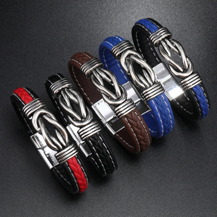 Simple Alloy Magnetic Clasp Leather Bracelet Personalized Braided Bracelet, Style: Black And Red 21cm - Bracelets by PMC Jewellery | Online Shopping South Africa | PMC Jewellery | Buy Now Pay Later Mobicred