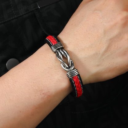 Simple Alloy Magnetic Clasp Leather Bracelet Personalized Braided Bracelet, Style: Black And Red 21cm - Bracelets by PMC Jewellery | Online Shopping South Africa | PMC Jewellery | Buy Now Pay Later Mobicred