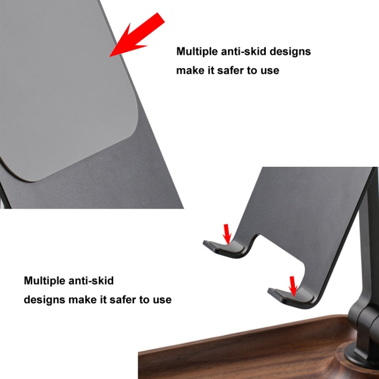 Walnut Desktop Mobile Phone Stand Lifting Folding Tablet Holder with Tray Base - free shipping - PMc TechLife - Order now!