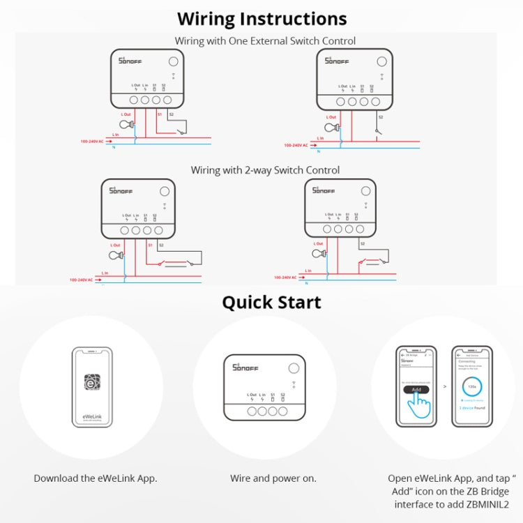 SONOFF ZBMINI L2 Single Fire Dual Control Intelligent On/Off Switch Module Cell Phone Remote Voice Control Switch - free shipping - PMC TechLife - Order now!