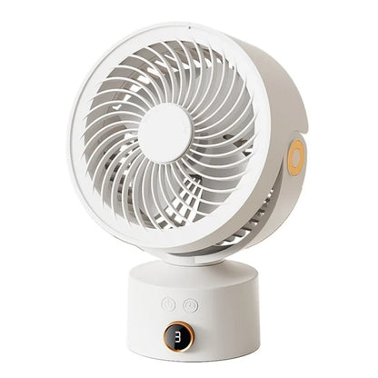 WT-F70  Oscillating Desk Fan  3-Speed Digital  Display, 4-Hour Timer, Adjustable Tilt Angle, Built-In 4000 MAh Battery(White) - Electric Fans by PMC Jewellery | Online Shopping South Africa | PMC Jewellery | Buy Now Pay Later Mobicred