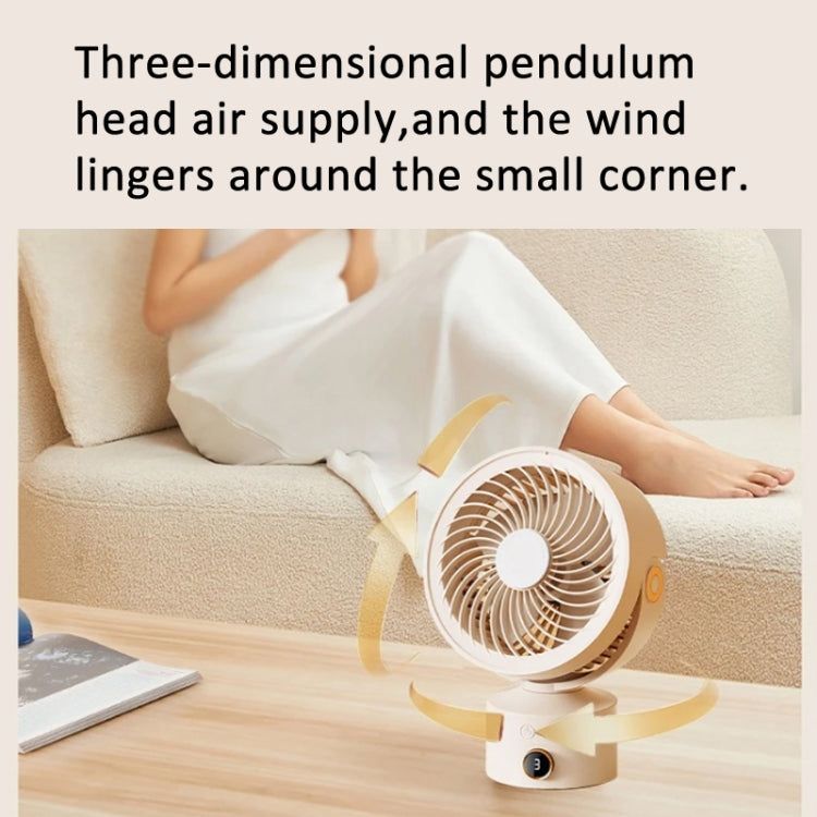 WT-F70  Oscillating Desk Fan  3-Speed Digital  Display, 4-Hour Timer, Adjustable Tilt Angle, Built-In 4000 MAh Battery(Apricot) - Electric Fans by PMC Jewellery | Online Shopping South Africa | PMC Jewellery | Buy Now Pay Later Mobicred