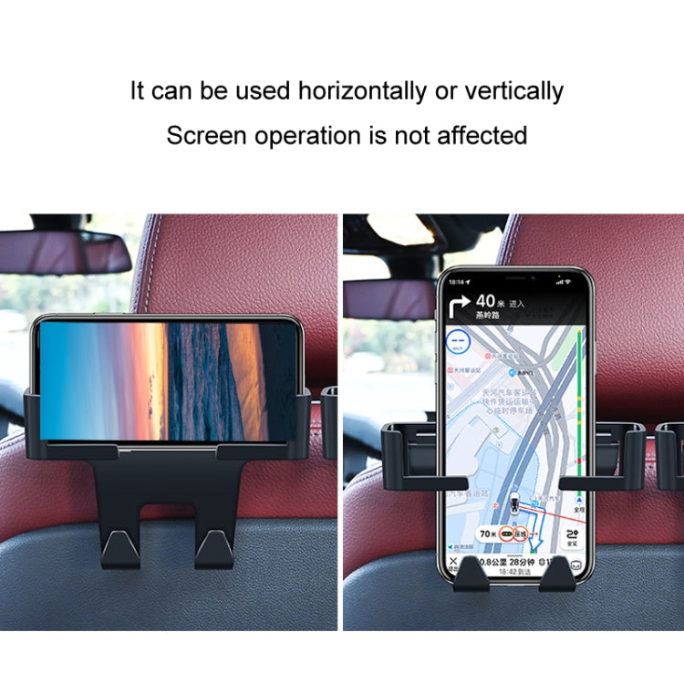 Car Multifunctional Mobile Phone Holder Rear Headrest Storage Hook(Black) - Auto Fastener & Clips by PMC TechLife | Online Shopping South Africa | PMC TechLife | Buy Now Pay Later Mobicred
