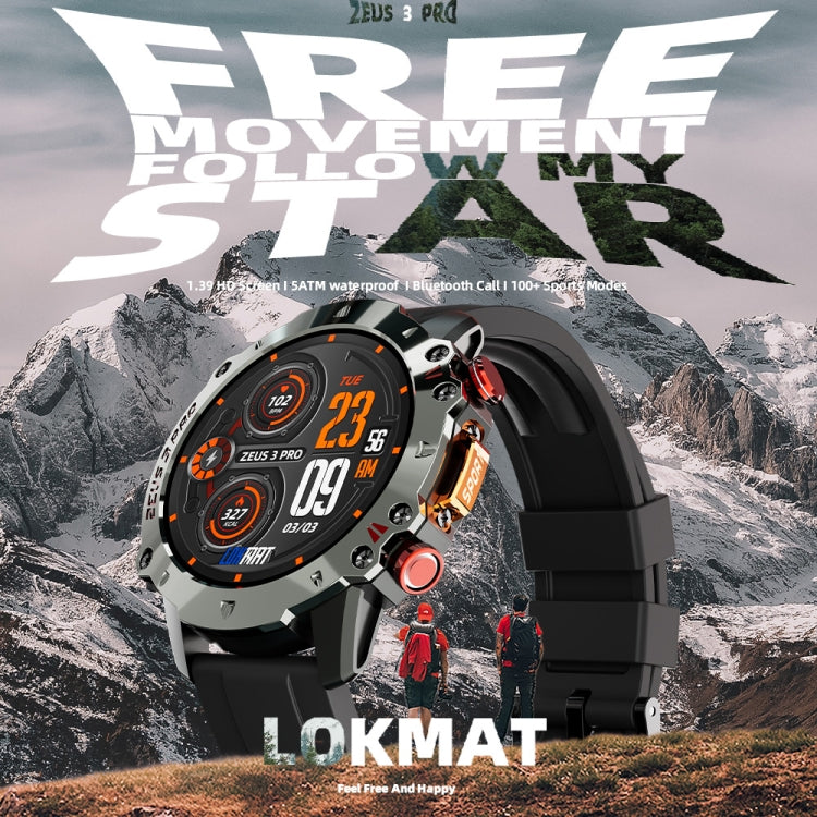 LOKMAT ZEUS3 Pro 1.39-Inch 5ATM Waterproof Outdoor Sports Bluetooth Call Smart Watch(Black) - Smart Watches by LOKMAT | Online Shopping South Africa | PMC Jewellery | Buy Now Pay Later Mobicred