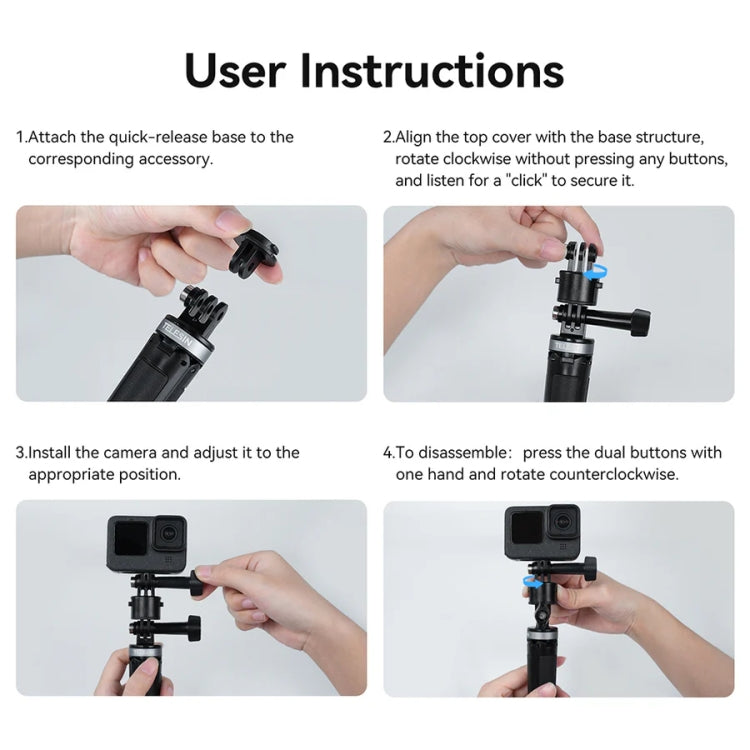 TELESIN CQM-001 Universal Magnetic Quick Release Adapter Kit For Sports Cameras(Black) - free shipping - PMC TechLife - Order now!