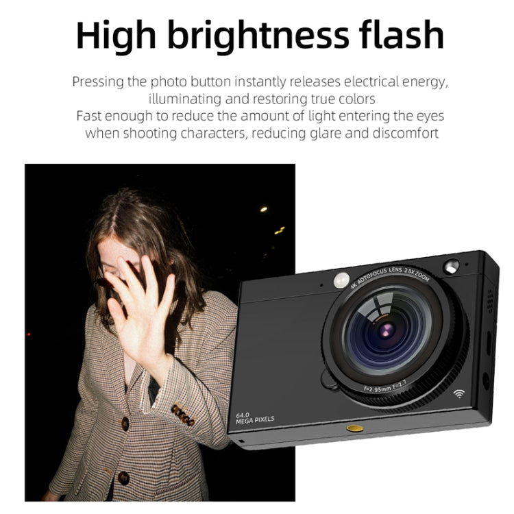 High-Definition CCD Digital Camera 64 Million WiFi Card Camera, Color: Black + Headphone Cable - Video Cameras by PMC TechLife | Online Shopping South Africa | PMC TechLife | Buy Now Pay Later Mobicred