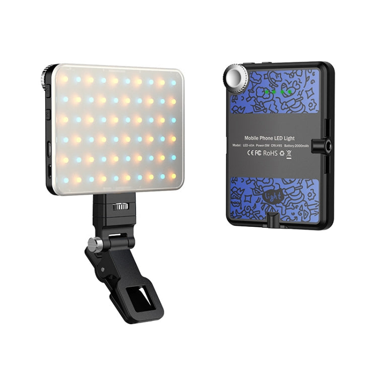 60 LEDs Rechargeable Clip Fill Light With Front & Back Clip Adjusted 3 Light Modes For Phone, Spec: A Type Blue - Selfie Light by PMC TechLife | Online Shopping South Africa | PMC TechLife | Buy Now Pay Later Mobicred