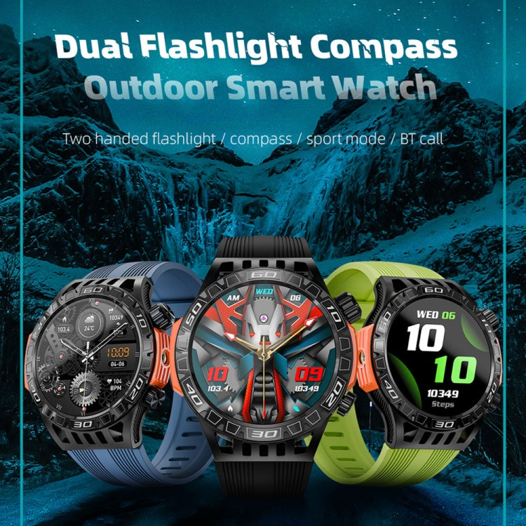 LOKMAT ZEUS6 PRO 1.46-Inch IP68 Waterproof SOS Flashlight Bluetooth Smart Watch(Yellow Green) - Smart Watches by LOKMAT | Online Shopping South Africa | PMC Jewellery | Buy Now Pay Later Mobicred