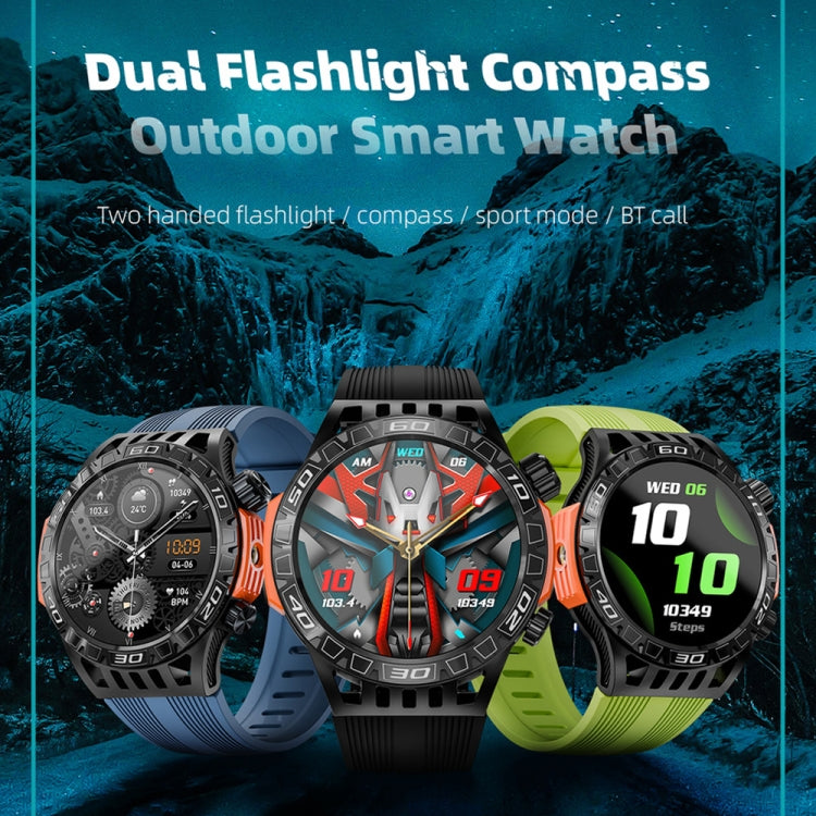 LOKMAT ZEUS6 PRO 1.46-Inch IP68 Waterproof SOS Flashlight Bluetooth Smart Watch(Brick Red) - Smart Watches by LOKMAT | Online Shopping South Africa | PMC Jewellery | Buy Now Pay Later Mobicred