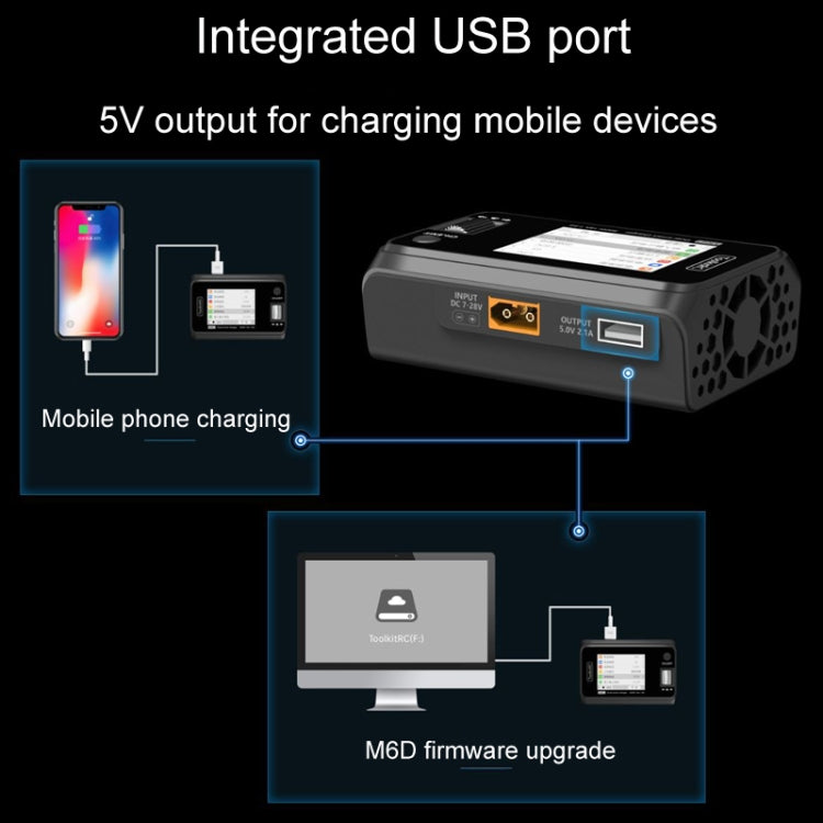 ToolkitRC M6D 500W Toy Airplane Dual Channel Li-Po Battery Balance Charger(Black) - Charger by ToolkitRC | Online Shopping South Africa | PMC Jewellery | Buy Now Pay Later Mobicred