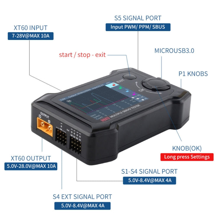 ToolkitRC ST8 Multi-Channel Servo Tester Signal Test Current Collector(Black) - free shipping - PMC Jewellery - Order now!
