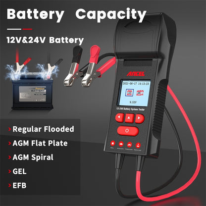 ANCEL 12V/24V Printer-Type Car Battery Tester Battery Power CCA Internal Resistance Life Detector(BST600) - Electronic Test by ANCEL | Online Shopping South Africa | PMC Jewellery | Buy Now Pay Later Mobicred