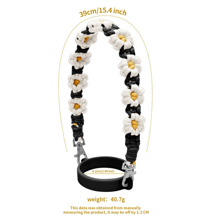 For 16-40oz Stanley Mug Lanyard Silicone Loop Boho Daisy Cute Flower Hand-Woven Mug Cover(Black) - Kettles by PMC TechLife | Online Shopping South Africa | PMC TechLife | Buy Now Pay Later Mobicred