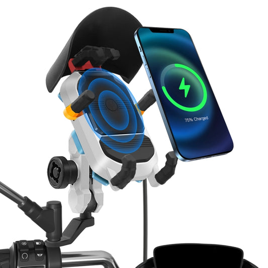 15W Wireless Fast Charging Colorful Motorcycle Shock Absorption Phone Holder(Mirror Mount Type) - Holder by PMC Jewellery | Online Shopping South Africa | PMC Jewellery | Buy Now Pay Later Mobicred