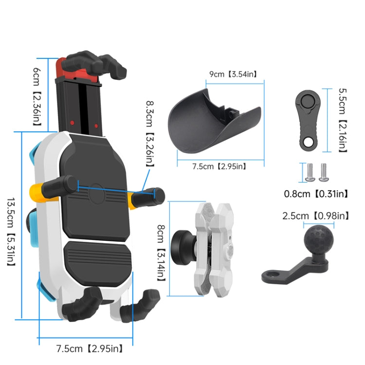 Colorful Motorcycle Shock-absorbing Navigation Mobile Phone Holder(Mirror Mount) - Holder by PMC TechLife | Online Shopping South Africa | PMC TechLife | Buy Now Pay Later Mobicred