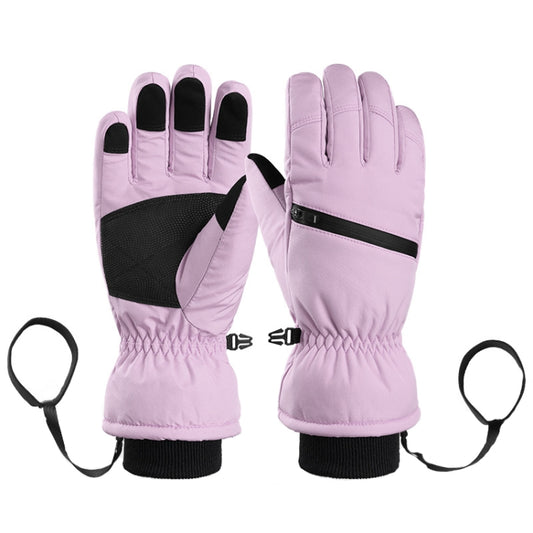 Winter Padded Ski Finger Gloves Outdoor Windproof Warm Sports Gloves, Size: S(Light Purple) - Full Finger Gloves by PMC Jewellery | Online Shopping South Africa | PMC Jewellery | Buy Now Pay Later Mobicred