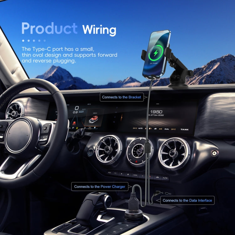 Fast Charging Retractable Recharging Cell Phone Holder With Wireless CarPlay Android Auto Function(Standard) - Wireless Charger Holders by PMC TechLife | Online Shopping South Africa | PMC TechLife | Buy Now Pay Later Mobicred