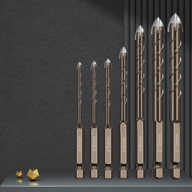 5mm Hexagonal Shank Spiral Flute Cross Alloy Drill Bits Glass Tile Four Edge Drivers - Drill & Drill Bits by PMC TechLife | Online Shopping South Africa | PMC TechLife | Buy Now Pay Later Mobicred