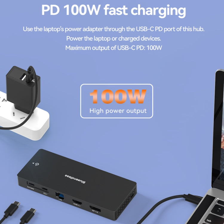 Blueendless 12-In-1 HD Multifunctional Docking Station 10Gbps Splitter With Switch(Dual 8K HDMI+DP) - USB HUB by Blueendless | Online Shopping South Africa | PMC Jewellery | Buy Now Pay Later Mobicred