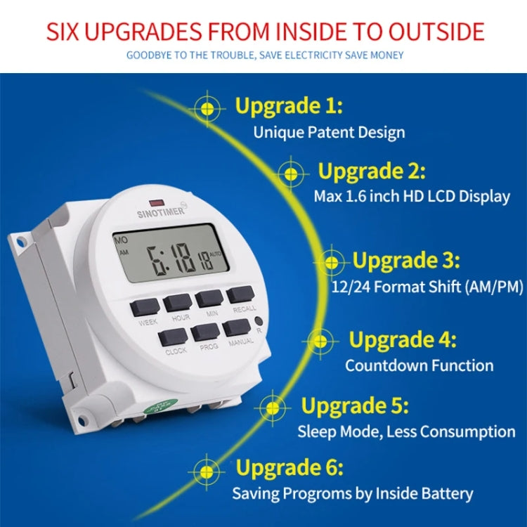SINOTIMER TM618N-3 24V 7 Days Weekly Programmable Digital Electronic Timer Switch - Switch by SINOTIMER | Online Shopping South Africa | PMC TechLife | Buy Now Pay Later Mobicred