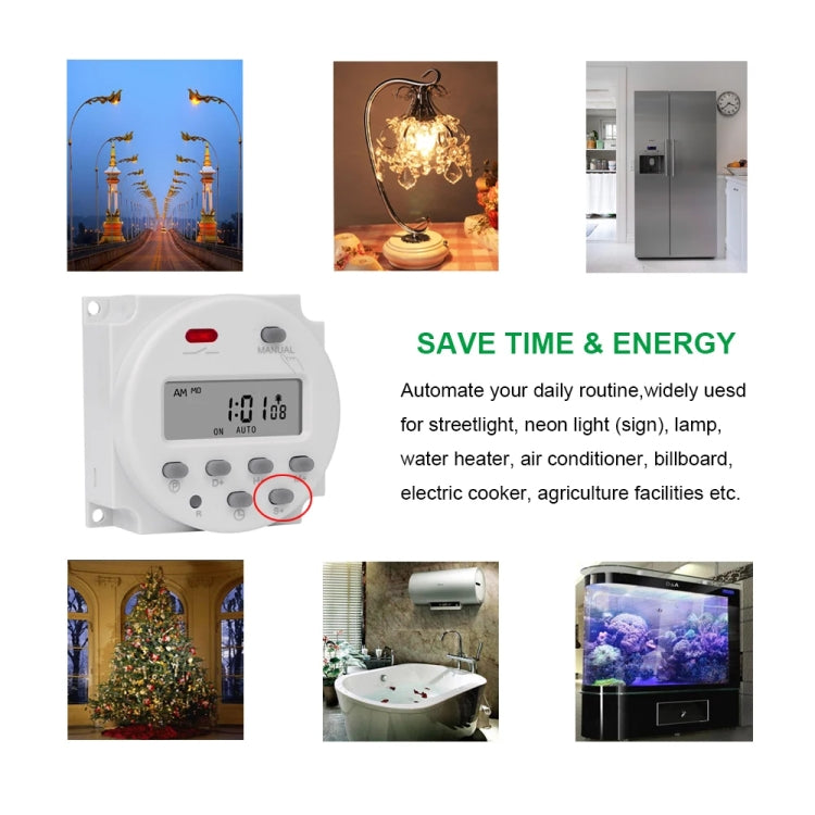 SINOTIMER CN101S-5V 1 Second Interval Digital LCD Timer Switch 7 Days Weekly Programmable Time Relay - Switch by SINOTIMER | Online Shopping South Africa | PMC TechLife | Buy Now Pay Later Mobicred