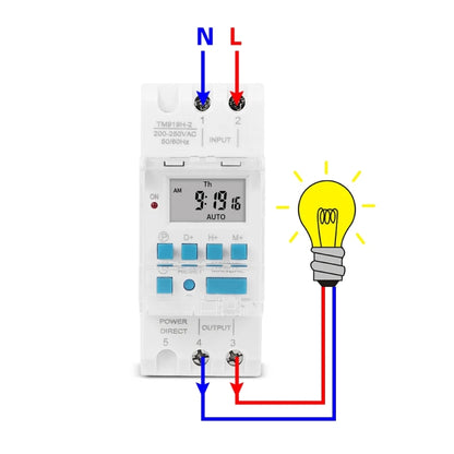 SINOTIMER TM919H-2 220V 16A DIN Rail 4 Pins Voltage Output Digital Switch Timer Automatic Cycle Timing Controller - Switch by SINOTIMER | Online Shopping South Africa | PMC Jewellery | Buy Now Pay Later Mobicred