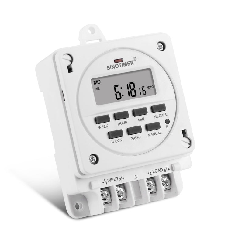 SINOTIMER TM618E -4 12V Smart Digital 7 Days Programmable Timer Switch 16A Controller With Mounting Base - free shipping - PMC TechLife - Order now!