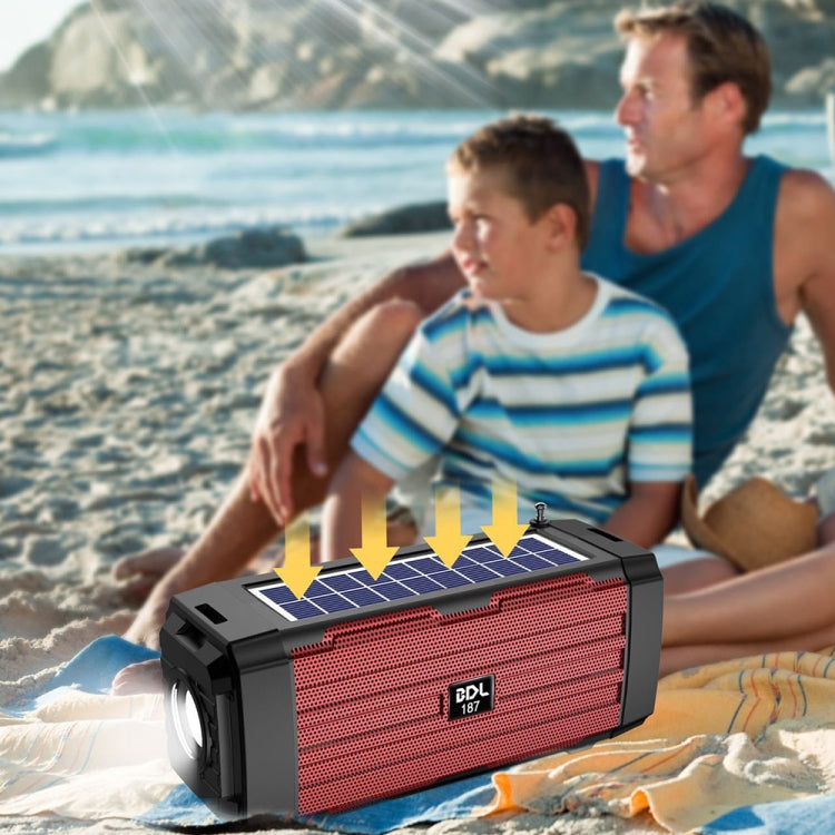 BDL-187 LED Light Solar Wireless Bluetooth Speaker Portable Outdoor Camping FM Radio(Blue) - Radio Player by PMC TechLife | Online Shopping South Africa | PMC TechLife | Buy Now Pay Later Mobicred
