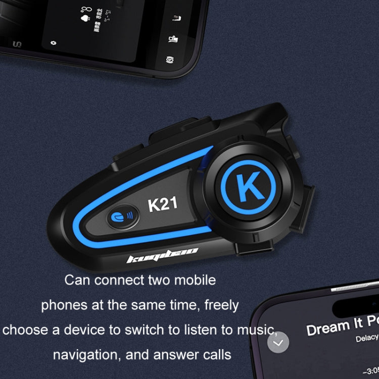 KUQIBAO Motorcycle Helmet Long-lasting Waterproof Bluetooth-compatible Headset with Light(Hard Microphone) - Motorcycle Walkie Talkie by KUQIBAO | Online Shopping South Africa | PMC TechLife | Buy Now Pay Later Mobicred