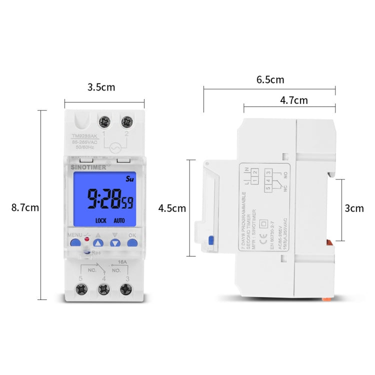 SINOTIMER TM928SAKL 85-265V 16A  1 Second to 168 Hours Programmable Electronic Time Switch - Switch by SINOTIMER | Online Shopping South Africa | PMC TechLife | Buy Now Pay Later Mobicred
