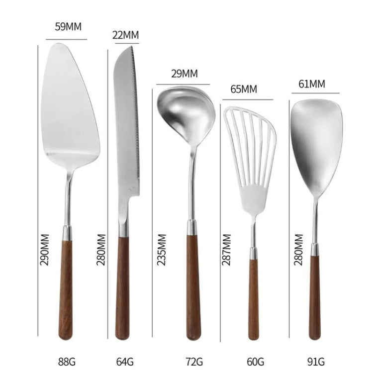 304 Stainless Steel Walnut Handle Cooking Tools Home Restaurant Kitchen Gadgets, Style: Frying Spatula - Cooking Tools by PMC Jewellery | Online Shopping South Africa | PMC Jewellery | Buy Now Pay Later Mobicred