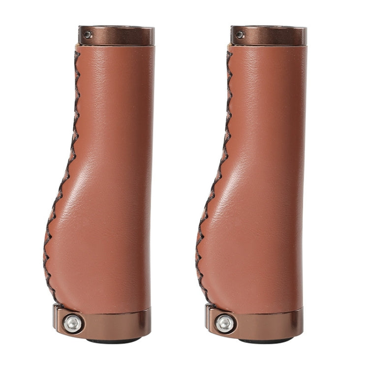 1pair Bicycle Non-Slip Leather Handlebar Grips Mountain Bike Vintage Handlebar Protector(Brown) - Bicycle Grips by PMC Jewellery | Online Shopping South Africa | PMC Jewellery | Buy Now Pay Later Mobicred