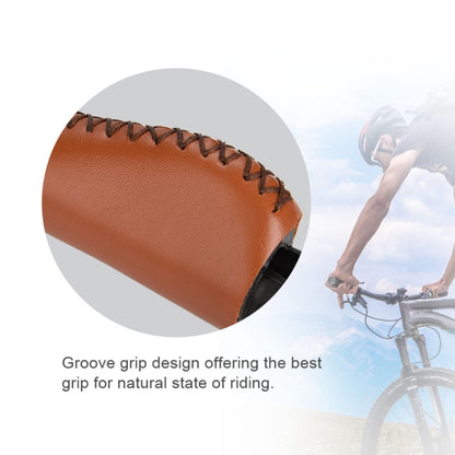 1pair Bicycle Non-Slip Leather Handlebar Grips Mountain Bike Vintage Handlebar Protector(Black) - Bicycle Grips by PMC Jewellery | Online Shopping South Africa | PMC Jewellery | Buy Now Pay Later Mobicred