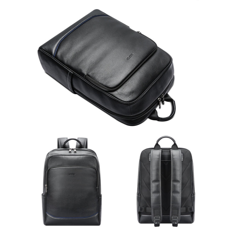 Bopai 61-121671A Top-Layer Cowhide Large-Capacity Casual Business Laptop Backpack(Black) - free shipping - PMC Jewellery - Order now!