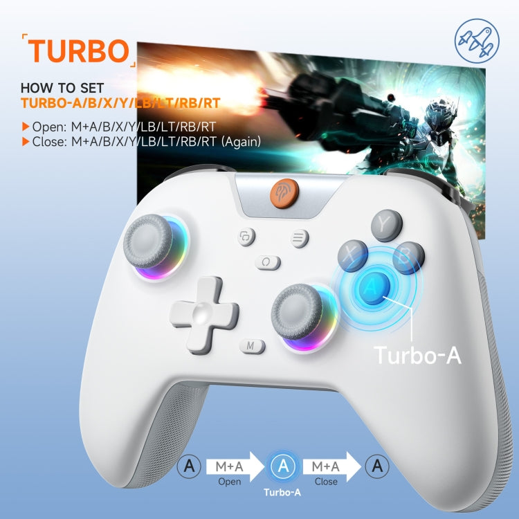EasySMX X05 Wireless Gamepad Hall RGB Effect Controller For PC / Phone / Switch / Steam Deck(White) - free shipping - PMC Jewellery - Order now!