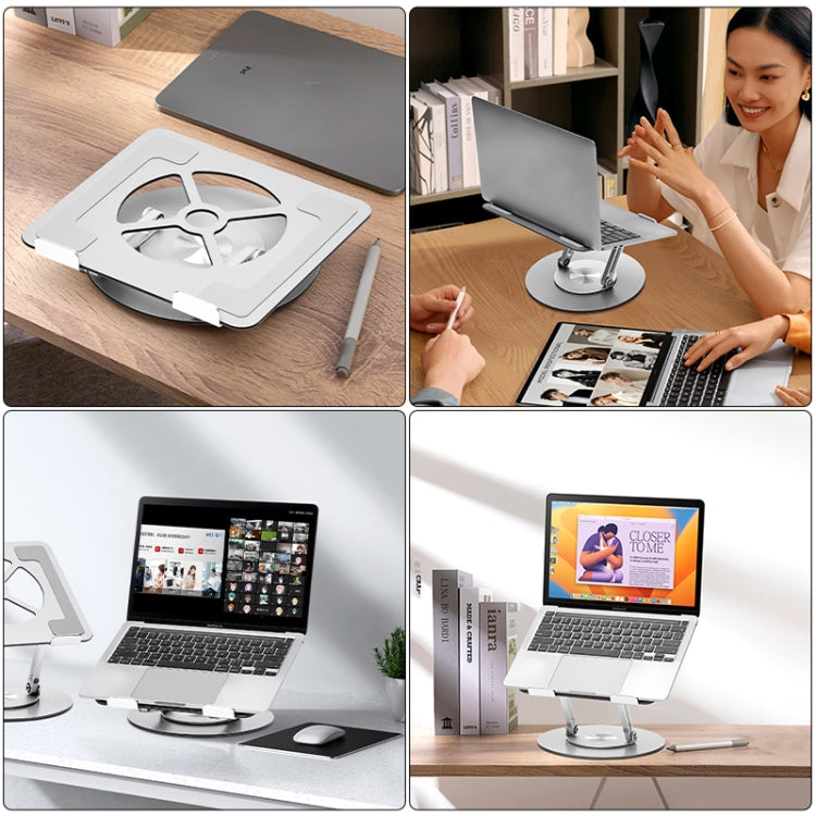 Aluminum Alloy Laptop Stand Notebook Riser with 360 Degree Rotating Base,(Silver) - Laptop Stand by PMC Jewellery | Online Shopping South Africa | PMC Jewellery | Buy Now Pay Later Mobicred